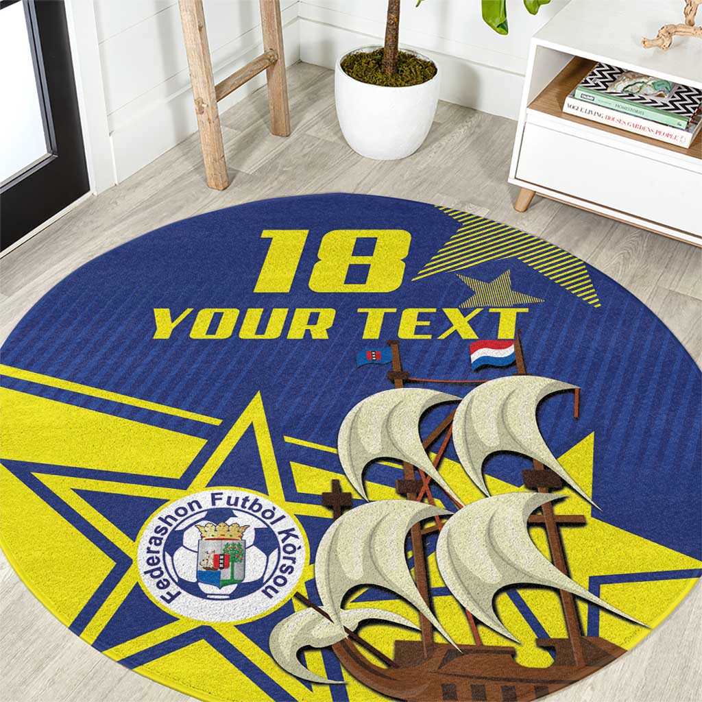Curacao Football Pride Custom Round Carpet La Familia Azul Go Champions - Wonder Print Shop