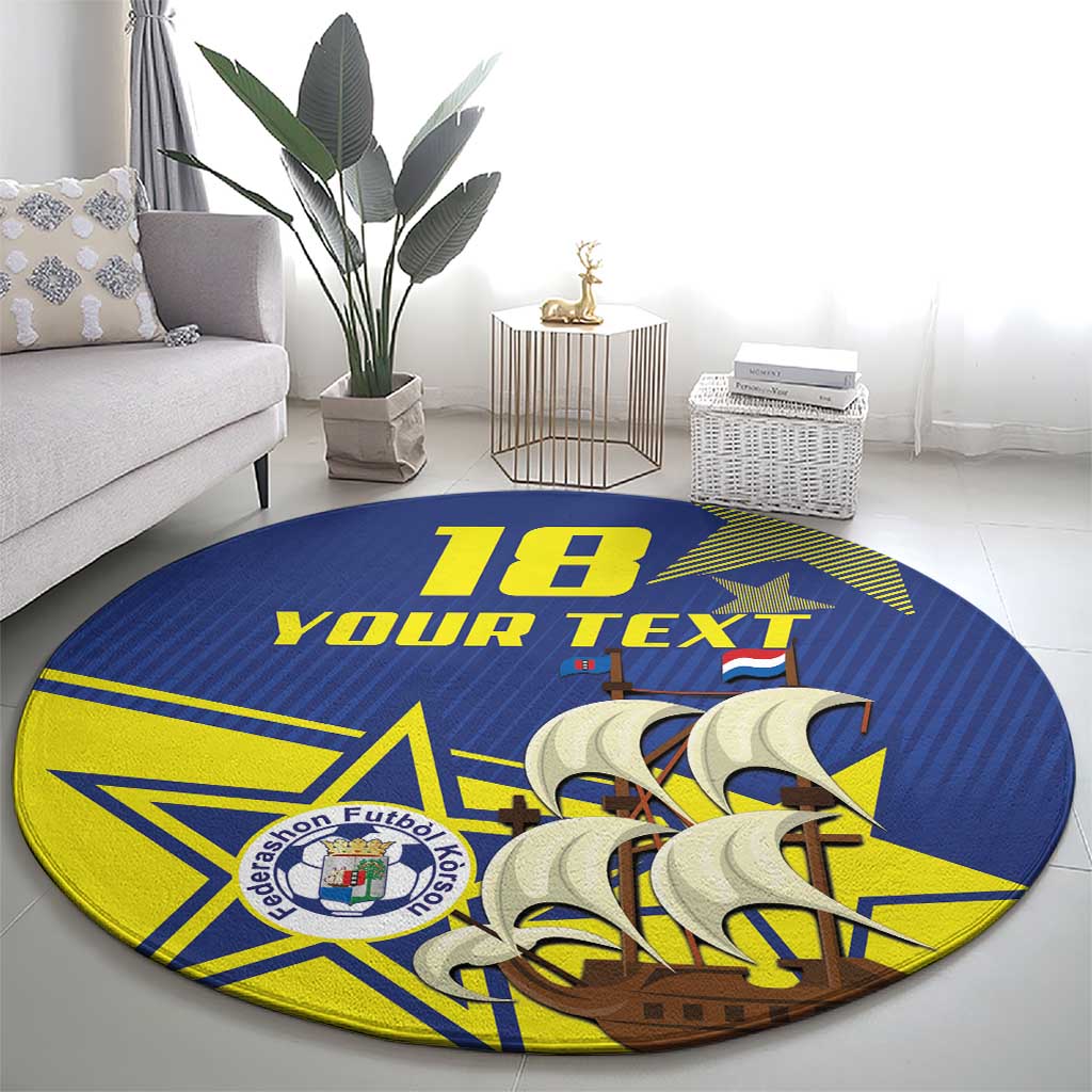 Curacao Football Pride Custom Round Carpet La Familia Azul Go Champions - Wonder Print Shop