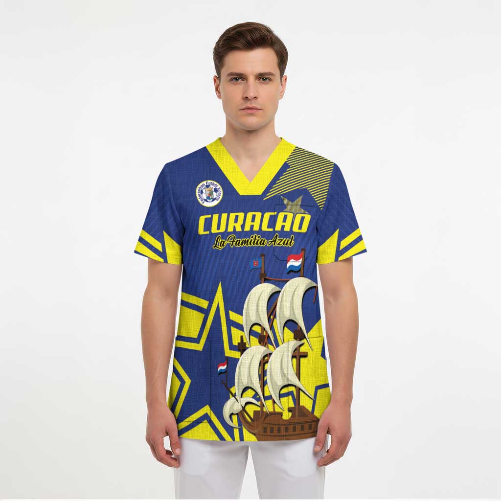 Curacao Football Pride Custom Scrub Top La Familia Azul Go Champions - Wonder Print Shop