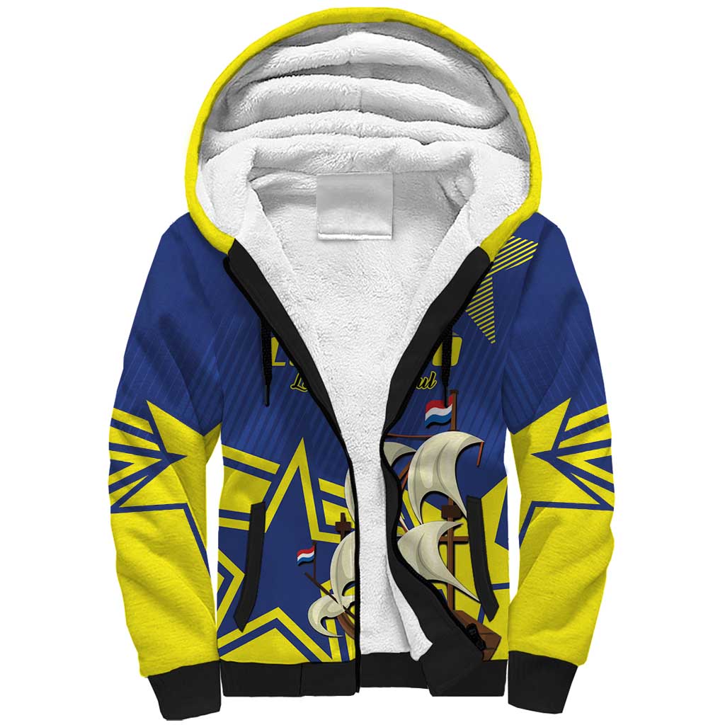 Curacao Football Pride Custom Sherpa Hoodie La Familia Azul Go Champions - Wonder Print Shop