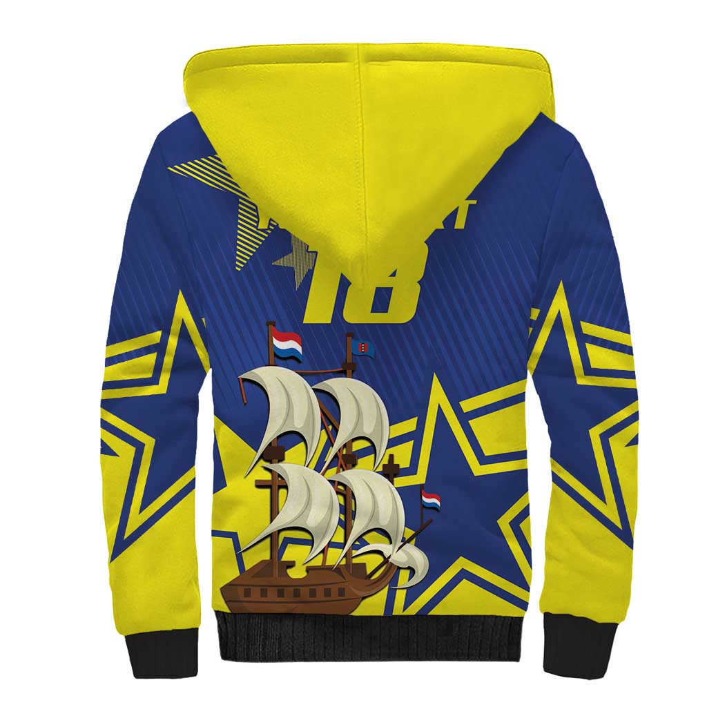 Curacao Football Pride Custom Sherpa Hoodie La Familia Azul Go Champions - Wonder Print Shop