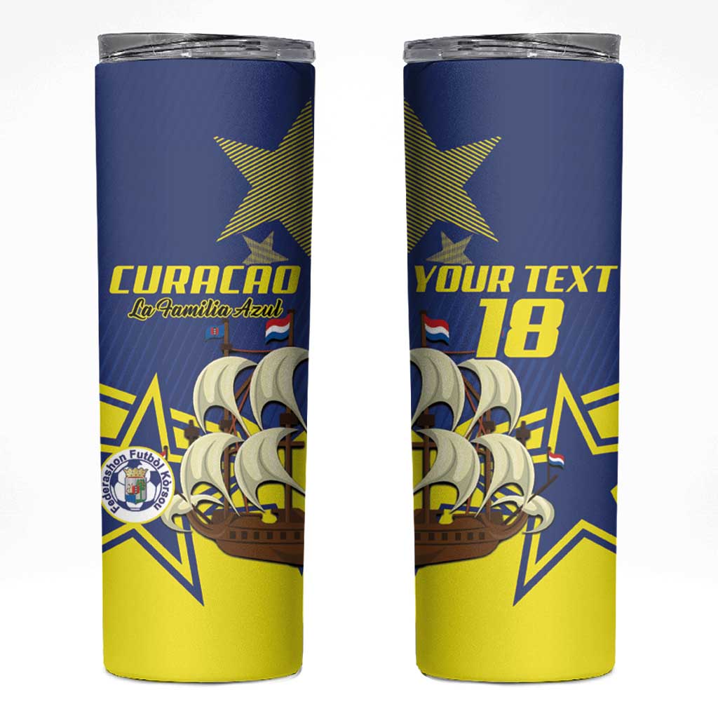 Curacao Football Pride Custom Skinny Tumbler La Familia Azul Go Champions - Wonder Print Shop