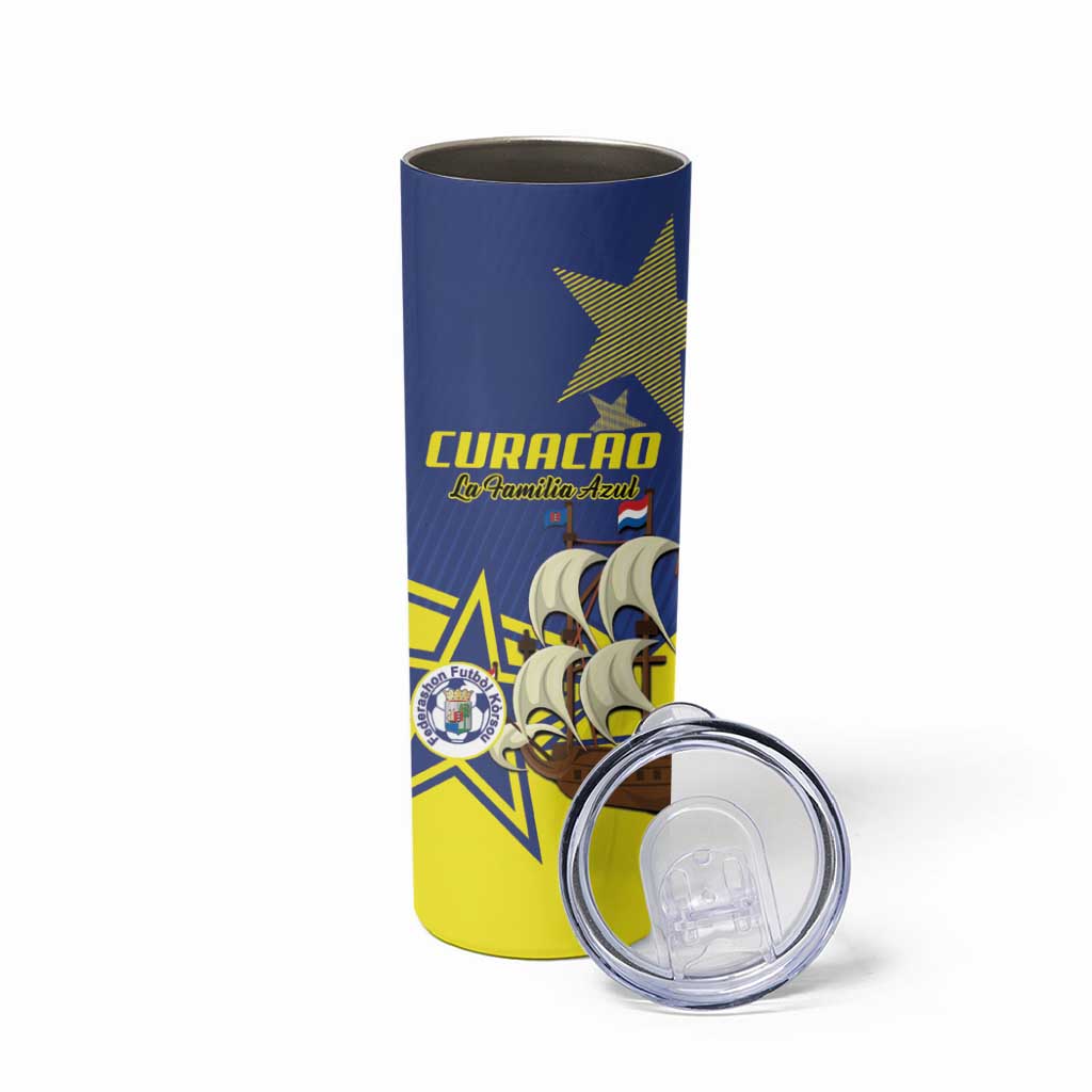 Curacao Football Pride Custom Skinny Tumbler La Familia Azul Go Champions - Wonder Print Shop