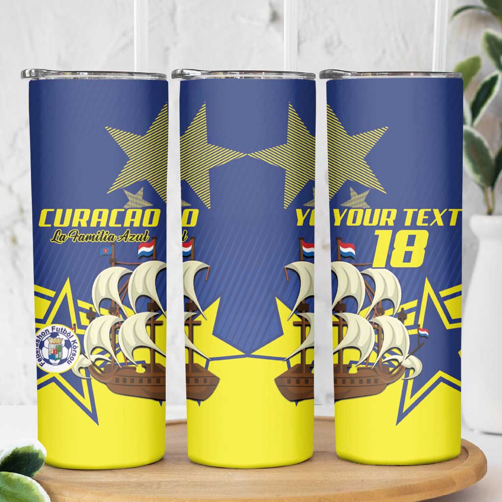 Curacao Football Pride Custom Skinny Tumbler La Familia Azul Go Champions - Wonder Print Shop