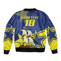 Curacao Football Pride Custom Sleeve Zip Bomber Jacket La Familia Azul Go Champions - Wonder Print Shop