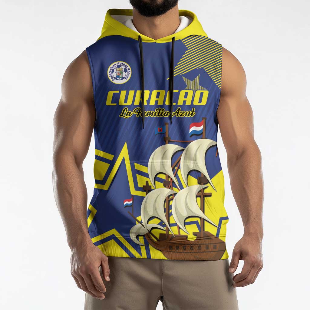 Curacao Football Pride Custom Sleeveless Hoodie La Familia Azul Go Champions - Wonder Print Shop