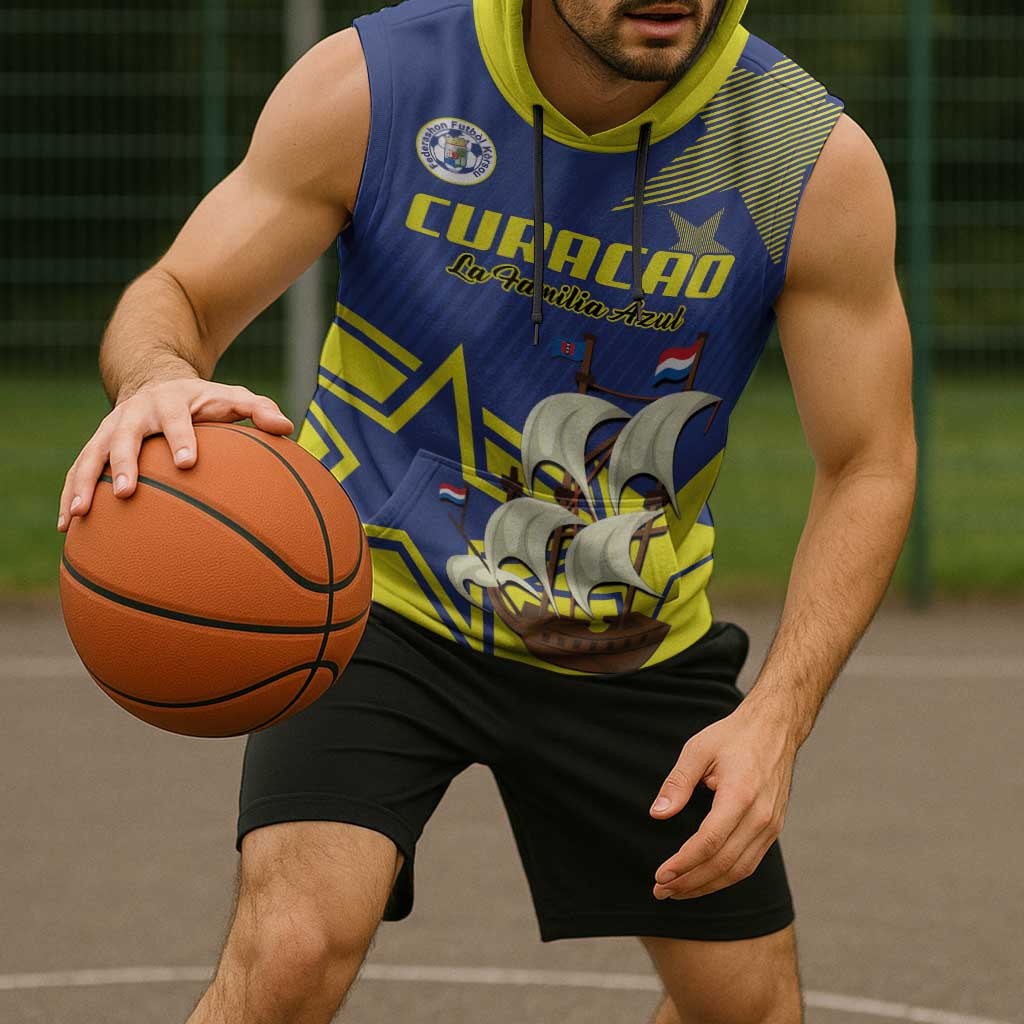 Curacao Football Pride Custom Sleeveless Hoodie La Familia Azul Go Champions - Wonder Print Shop