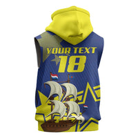 Curacao Football Pride Custom Sleeveless Zip Hoodie La Familia Azul Go Champions - Wonder Print Shop