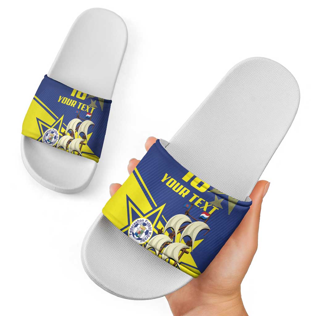 Curacao Football Pride Custom Slide Sandals La Familia Azul Go Champions - Wonder Print Shop