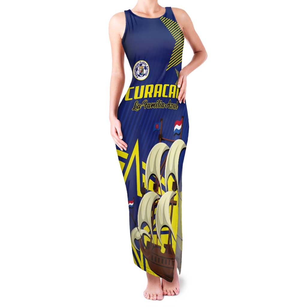 Curacao Football Pride Custom Tank Maxi Dress La Familia Azul Go Champions - Wonder Print Shop