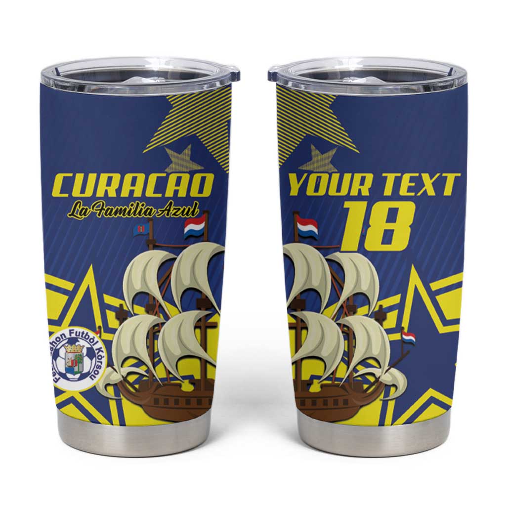 Curacao Football Pride Custom Tumbler Cup La Familia Azul Go Champions - Wonder Print Shop