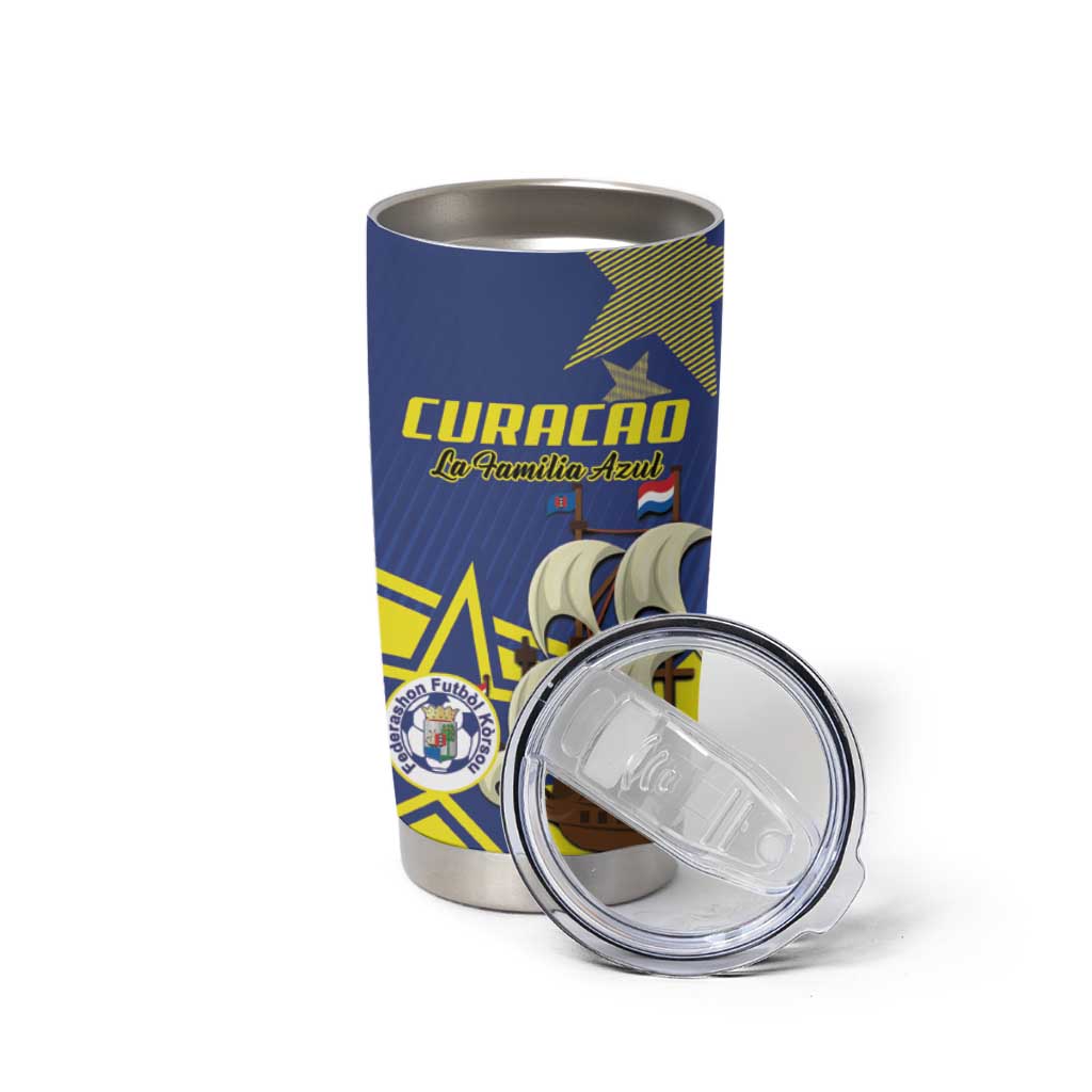 Curacao Football Pride Custom Tumbler Cup La Familia Azul Go Champions - Wonder Print Shop
