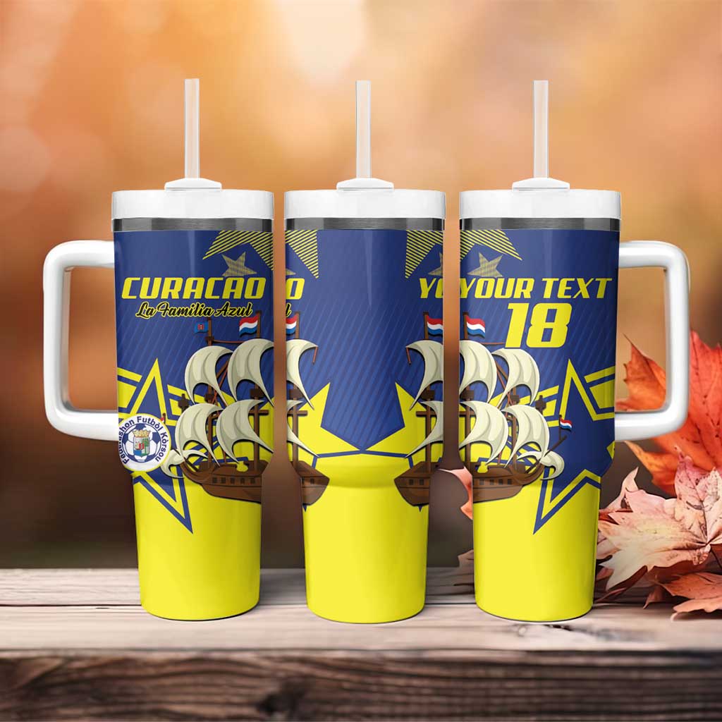 Curacao Football Pride Custom Tumbler With Handle La Familia Azul Go Champions - Wonder Print Shop
