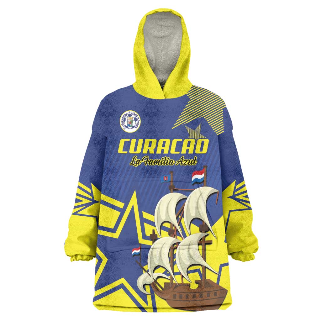 Curacao Football Pride Custom Wearable Blanket Hoodie La Familia Azul Go Champions - Wonder Print Shop