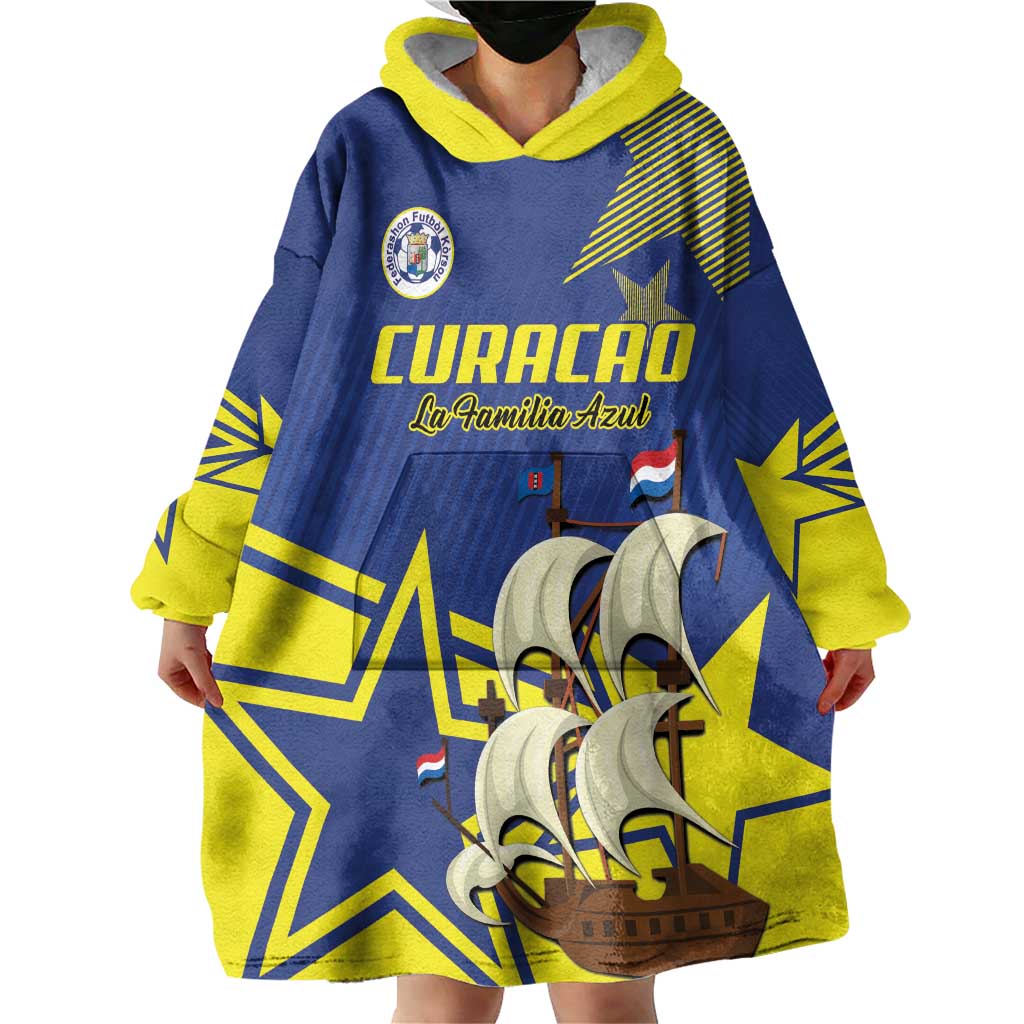 Curacao Football Pride Custom Wearable Blanket Hoodie La Familia Azul Go Champions - Wonder Print Shop