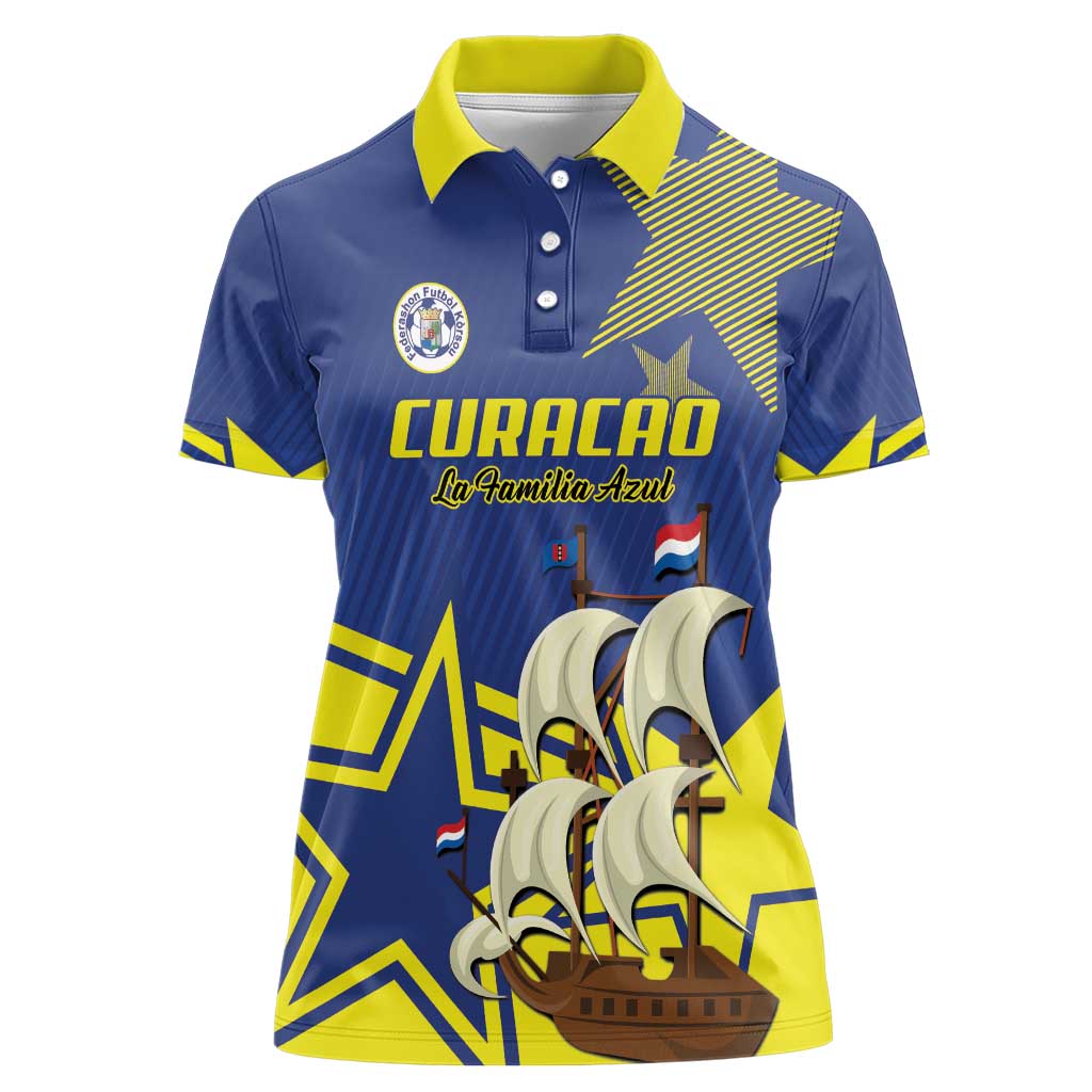 Curacao Football Pride Custom Women Polo Shirt La Familia Azul Go Champions - Wonder Print Shop