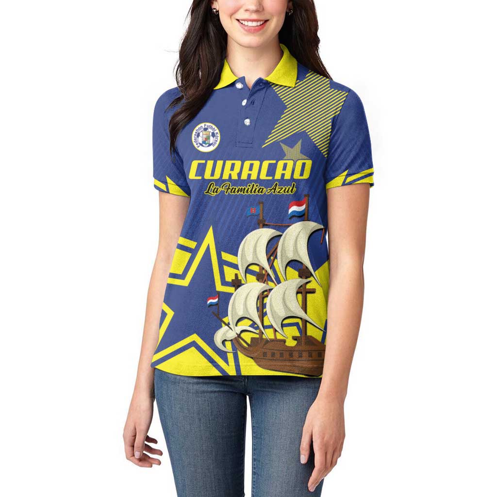 Curacao Football Pride Custom Women Polo Shirt La Familia Azul Go Champions - Wonder Print Shop