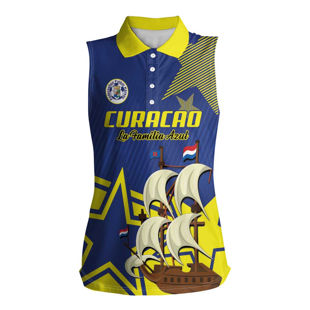 Curacao Football Pride Custom Women Sleeveless Polo Shirt La Familia Azul Go Champions - Wonder Print Shop