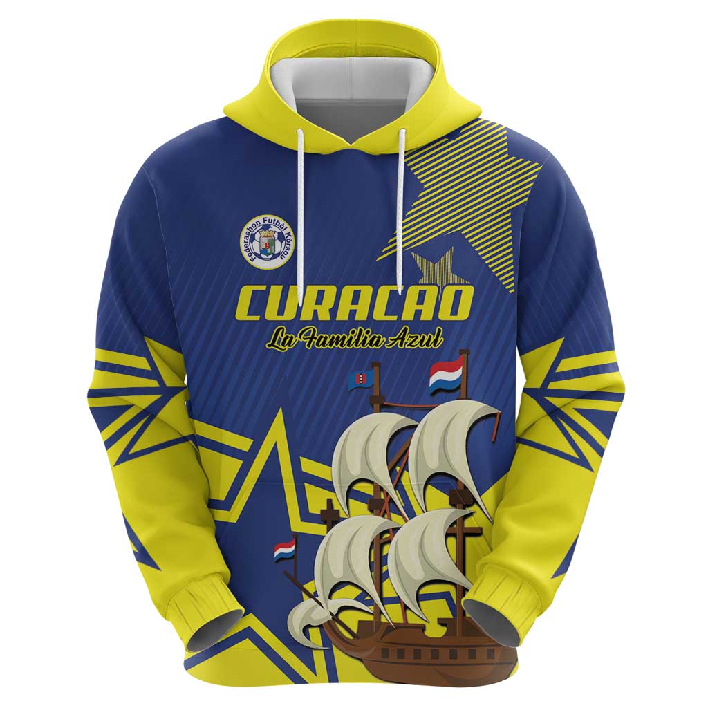 Curacao Football Pride Custom Zip Hoodie La Familia Azul Go Champions - Wonder Print Shop