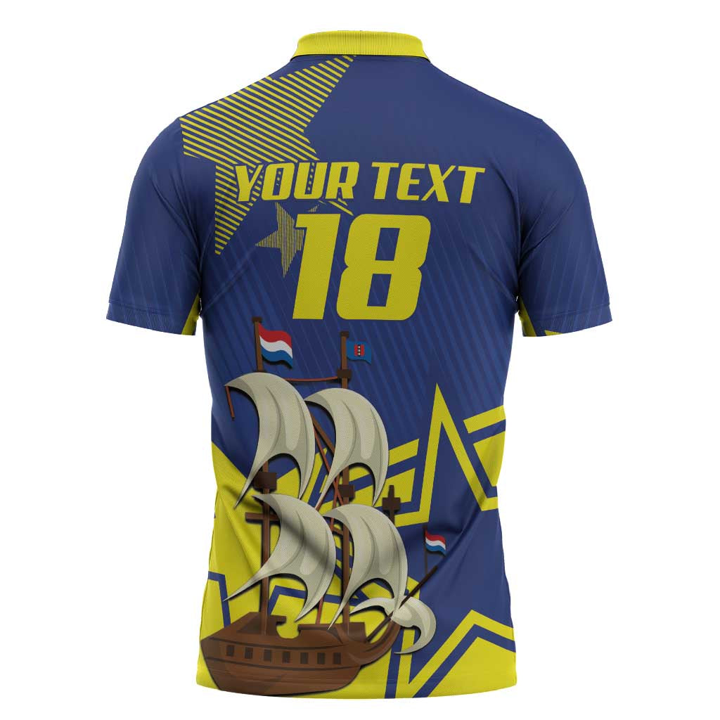 Curacao Football Pride Custom Zipper Polo Shirt La Familia Azul Go Champions - Wonder Print Shop