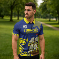 Curacao Football Pride Custom Zipper Polo Shirt La Familia Azul Go Champions - Wonder Print Shop