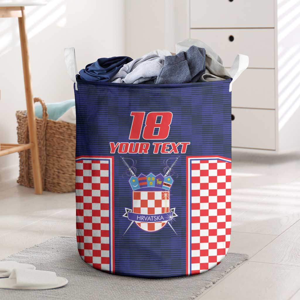 Custom Croatia Football Laundry Basket Hrvatska Chessboard Heritage - Wonder Print Shop