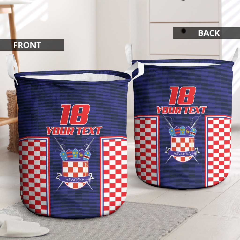 Custom Croatia Football Laundry Basket Hrvatska Chessboard Heritage - Wonder Print Shop