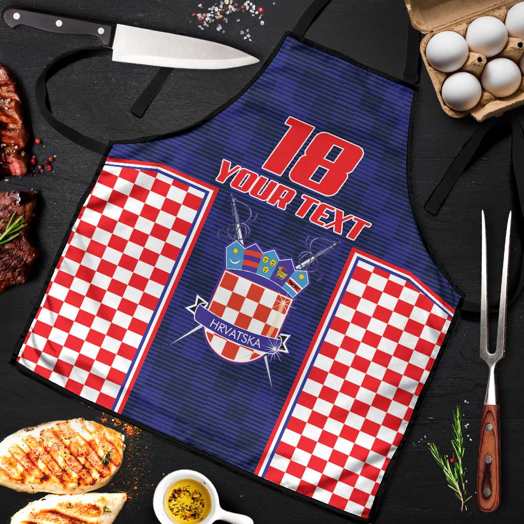 Custom Croatia Football Apron Hrvatska Chessboard Heritage - Wonder Print Shop