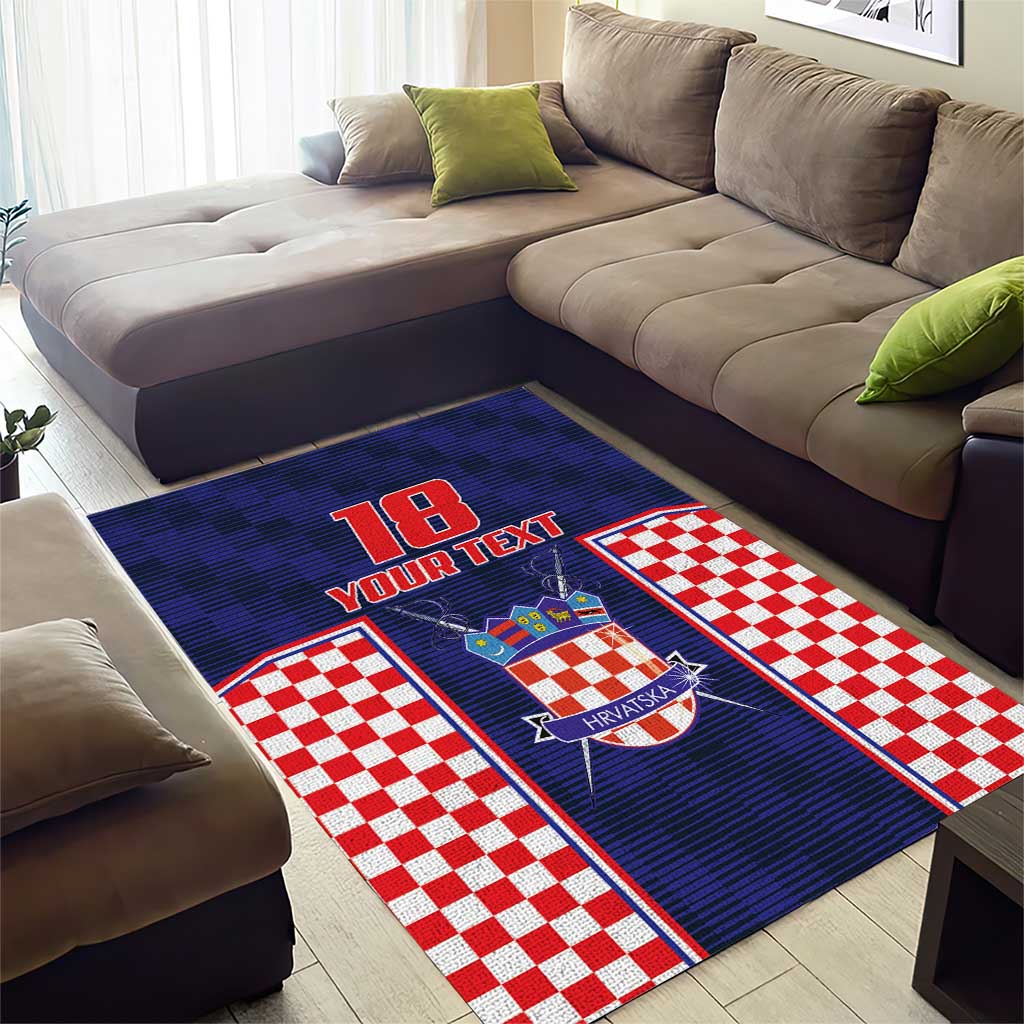 Custom Croatia Football Area Rug Hrvatska Chessboard Heritage - Wonder Print Shop