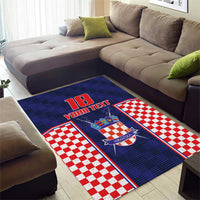 Custom Croatia Football Area Rug Hrvatska Chessboard Heritage - Wonder Print Shop