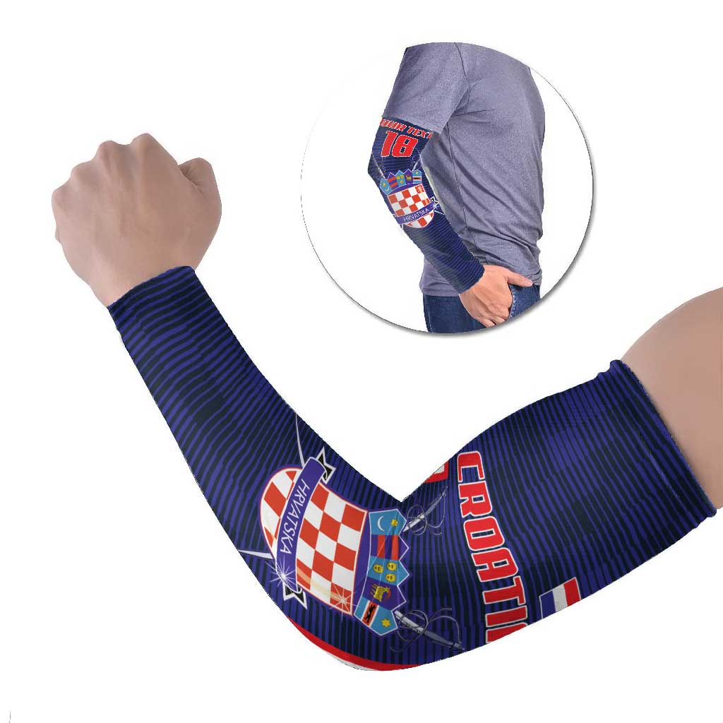 Custom Croatia Football Arm Sleeves Hrvatska Chessboard Heritage - Wonder Print Shop