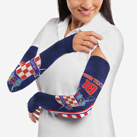 Custom Croatia Football Arm Sleeves Hrvatska Chessboard Heritage - Wonder Print Shop