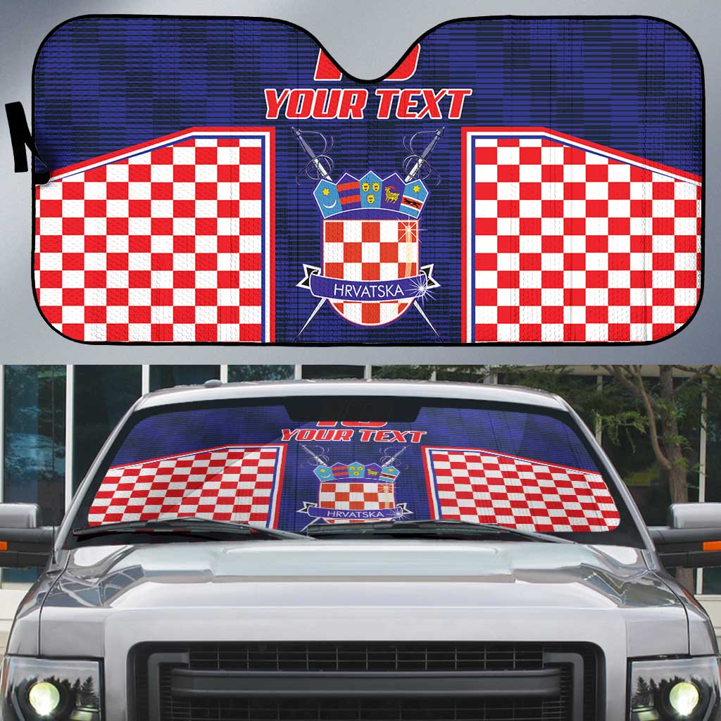 Custom Croatia Football Auto Sun Shade Hrvatska Chessboard Heritage - Wonder Print Shop