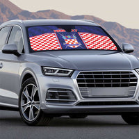 Custom Croatia Football Auto Sun Shade Hrvatska Chessboard Heritage - Wonder Print Shop