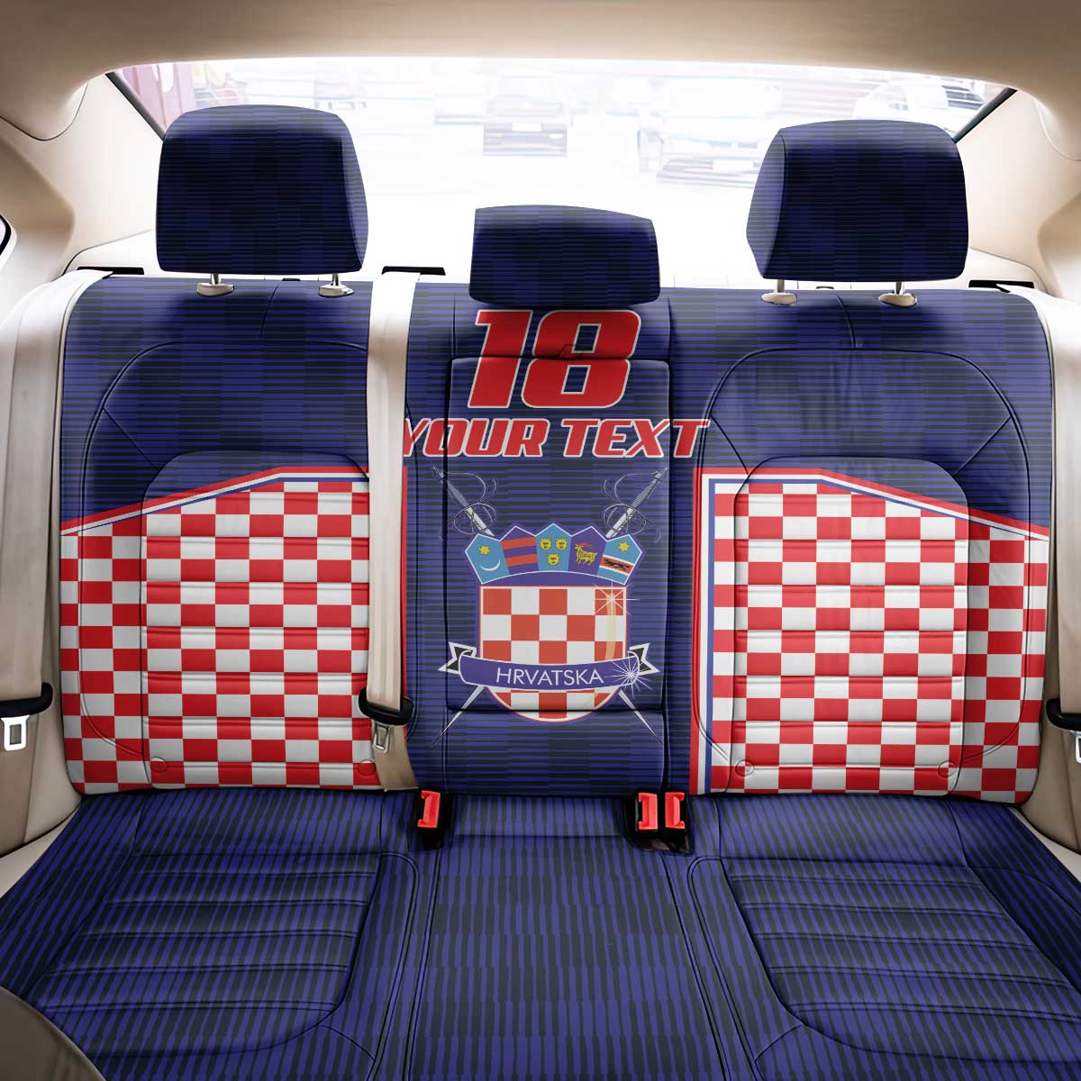 Custom Croatia Football Back Car Seat Cover Hrvatska Chessboard Heritage - Wonder Print Shop
