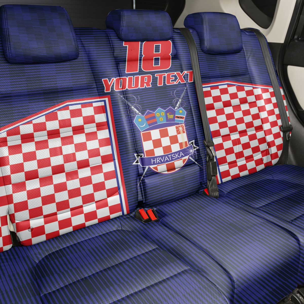 Custom Croatia Football Back Car Seat Cover Hrvatska Chessboard Heritage - Wonder Print Shop