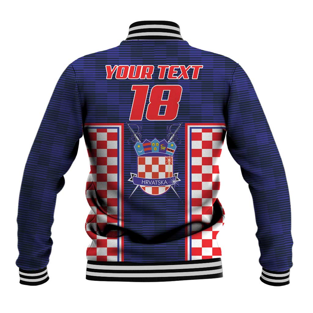 Custom Croatia Football Baseball Jacket Hrvatska Chessboard Heritage - Wonder Print Shop