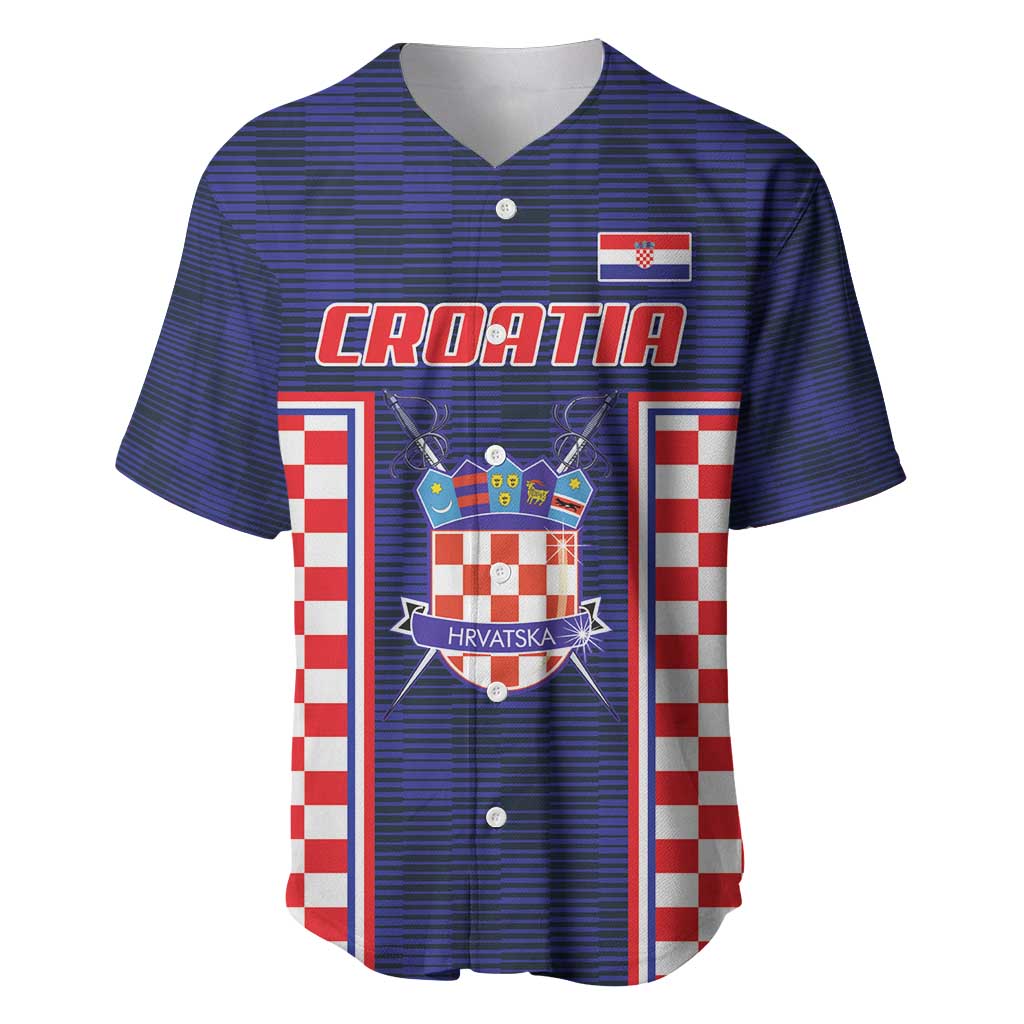 Custom Croatia Football Baseball Jersey Hrvatska Chessboard Heritage - Wonder Print Shop