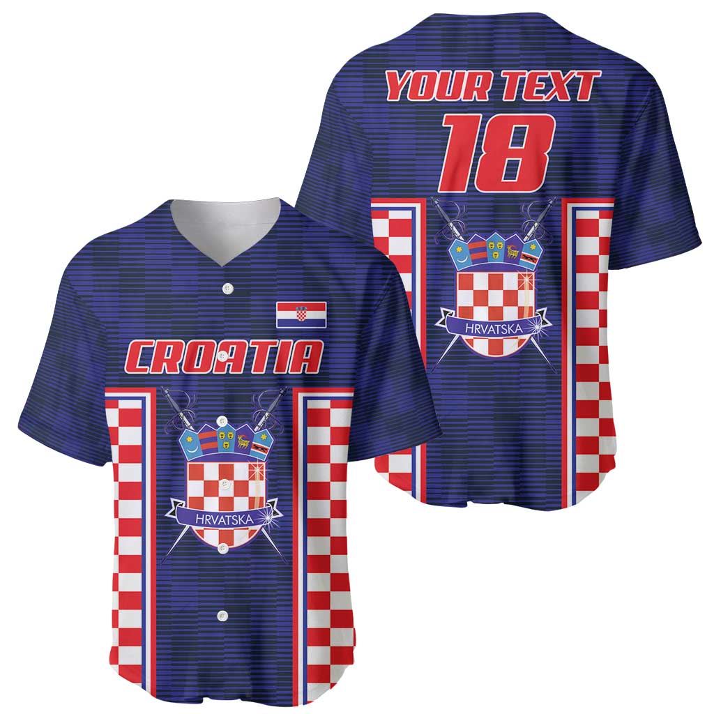 Custom Croatia Football Baseball Jersey Hrvatska Chessboard Heritage - Wonder Print Shop