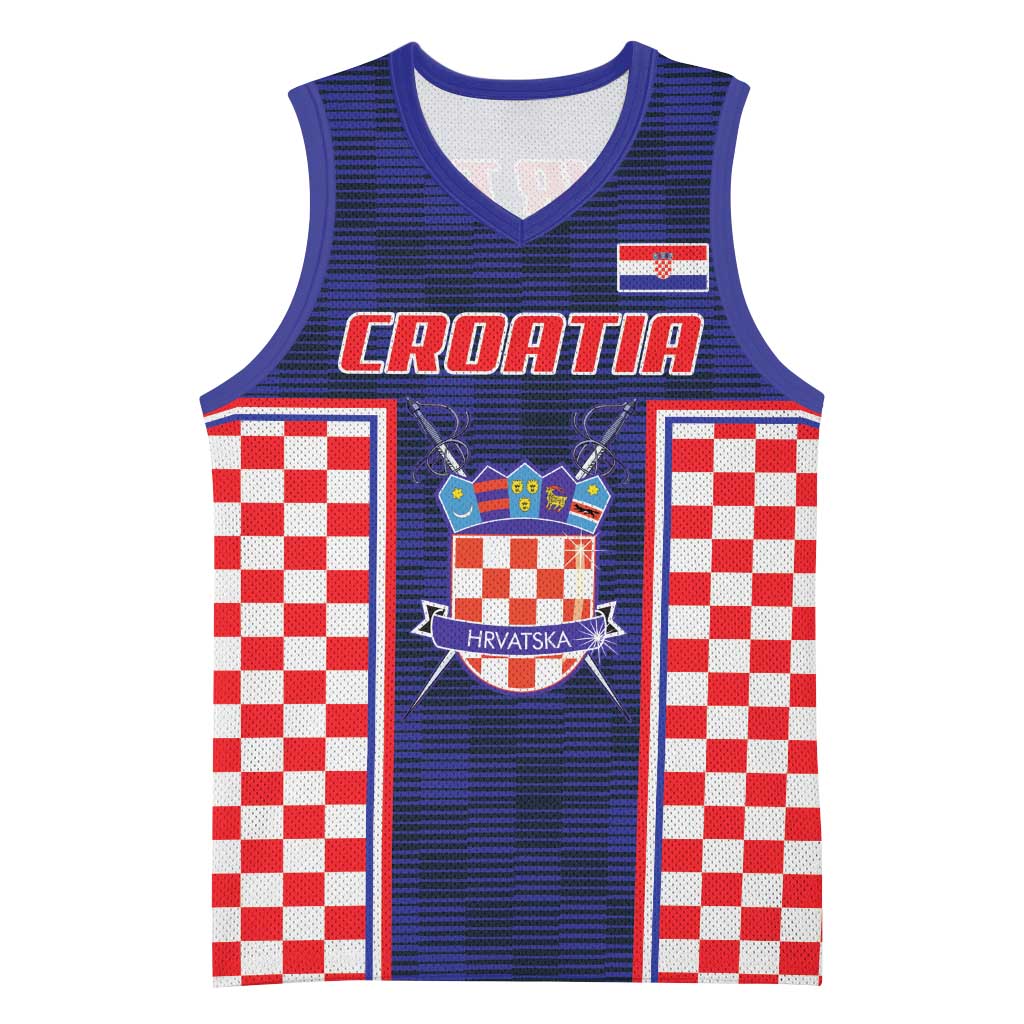 Custom Croatia Football Basketball Jersey Hrvatska Chessboard Heritage - Wonder Print Shop