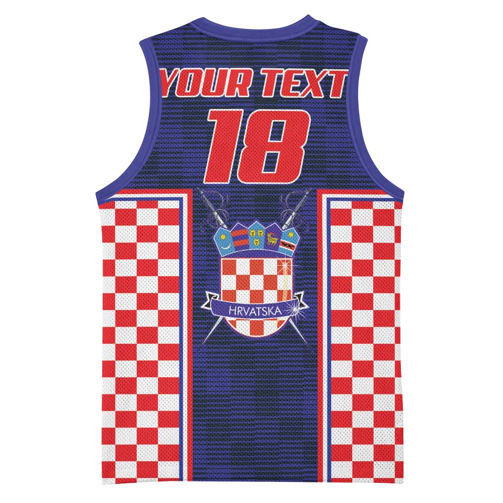 Custom Croatia Football Basketball Jersey Hrvatska Chessboard Heritage - Wonder Print Shop