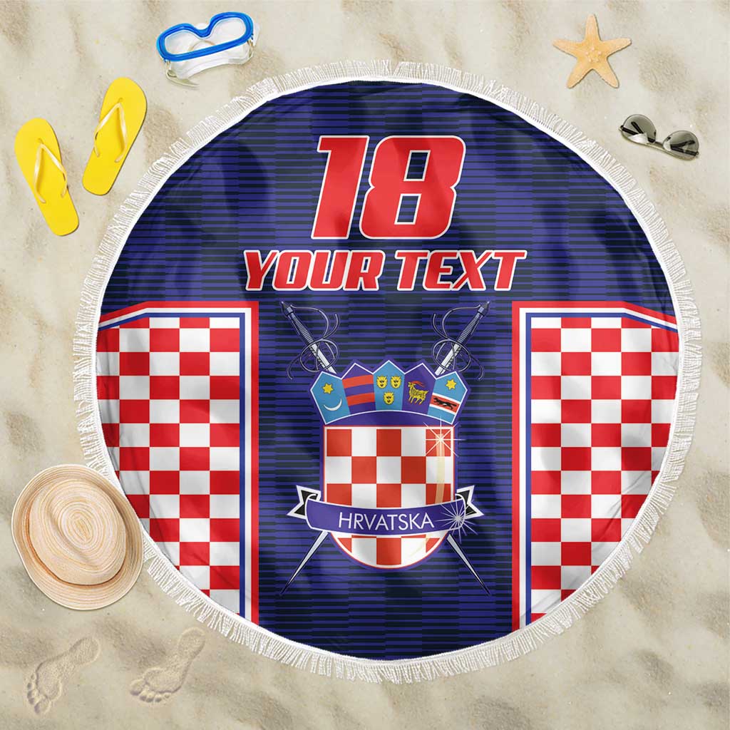 Custom Croatia Football Beach Blanket Hrvatska Chessboard Heritage - Wonder Print Shop