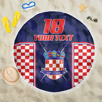 Custom Croatia Football Beach Blanket Hrvatska Chessboard Heritage - Wonder Print Shop