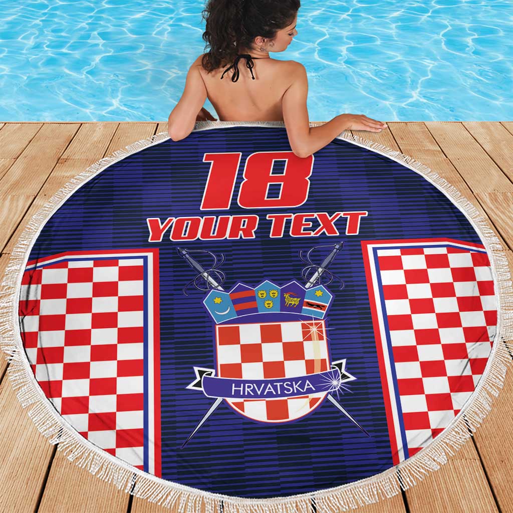 Custom Croatia Football Beach Blanket Hrvatska Chessboard Heritage - Wonder Print Shop