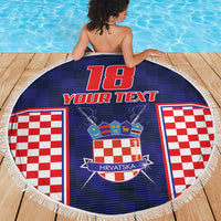 Custom Croatia Football Beach Blanket Hrvatska Chessboard Heritage - Wonder Print Shop