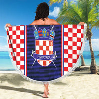 Custom Croatia Football Beach Blanket Hrvatska Chessboard Heritage - Wonder Print Shop