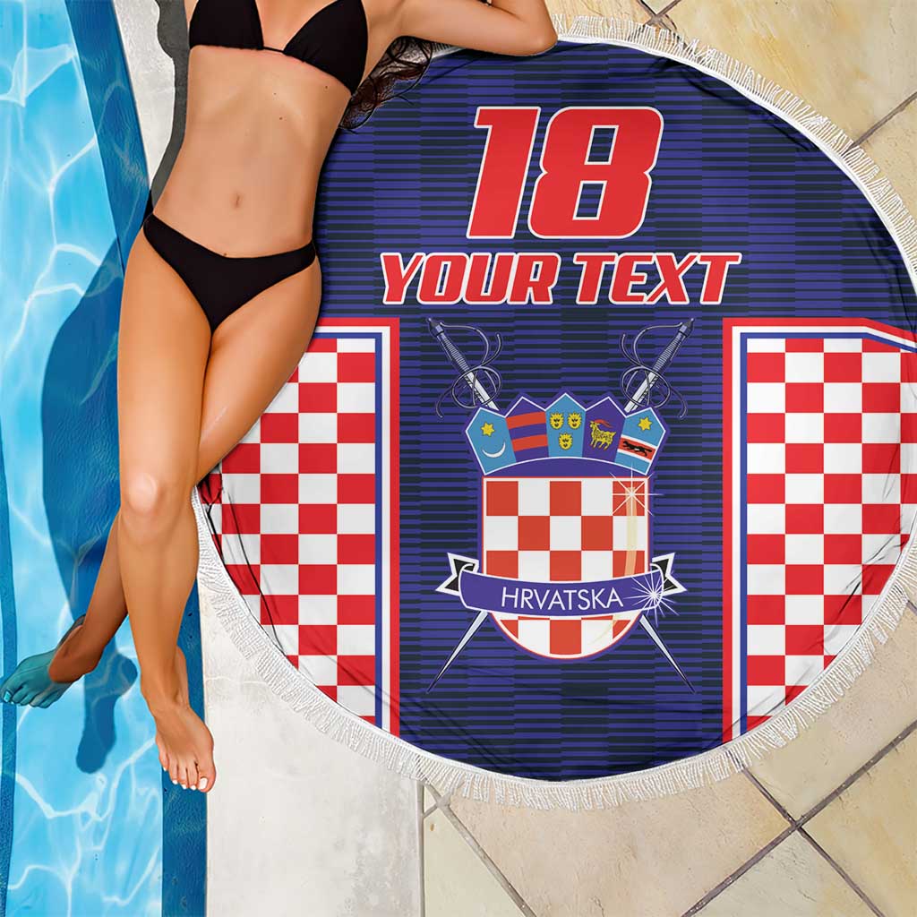Custom Croatia Football Beach Blanket Hrvatska Chessboard Heritage - Wonder Print Shop