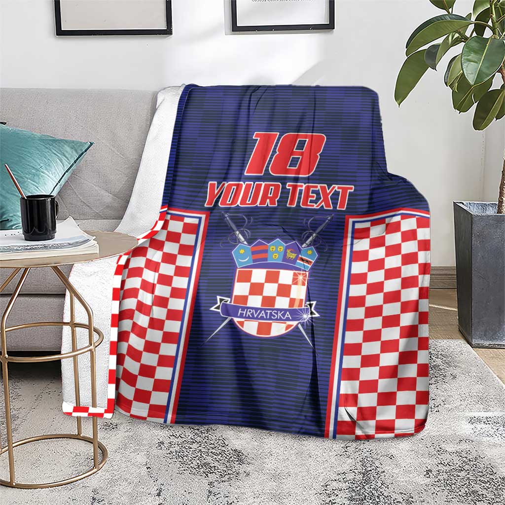 Custom Croatia Football Blanket Hrvatska Chessboard Heritage - Wonder Print Shop
