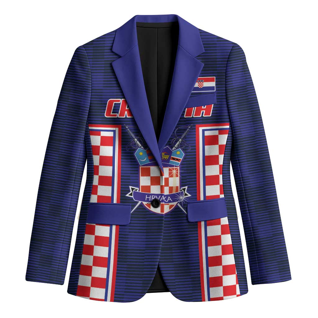 Custom Croatia Football Blazer Hrvatska Chessboard Heritage - Wonder Print Shop