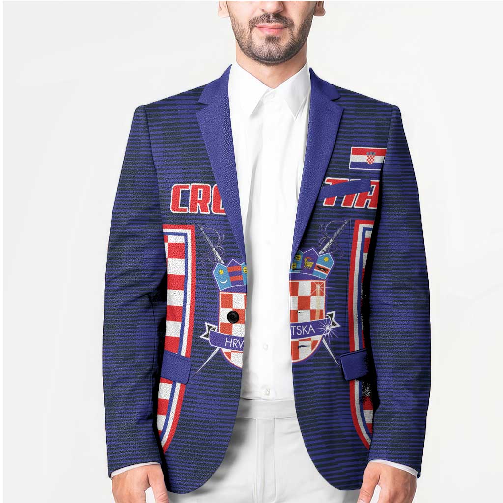 Custom Croatia Football Blazer Hrvatska Chessboard Heritage - Wonder Print Shop